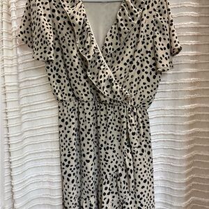 Leopard Print Ruffle Wrap Dress